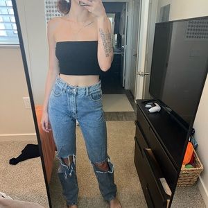 PLT denim jeans with ripped knees